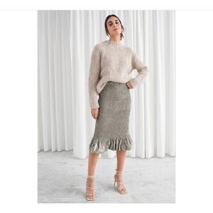 NWT & OTHER STORIES Smocked Metallic Midi Ruffle Skirt Size 4